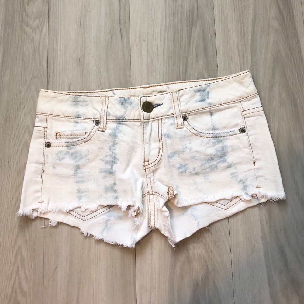 American Eagle Tye Dye Distressed Jean Shorts